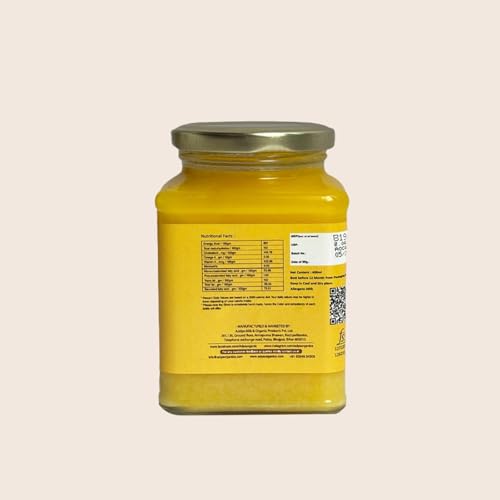 Image of Adya Organics A2 Ghee - 100% Pure Desi Cow Ghee, Chemical Free, Cultured. Bilona Method, Rich in Healthy Fats, Ideal for Cooking & Spreading, 400ml