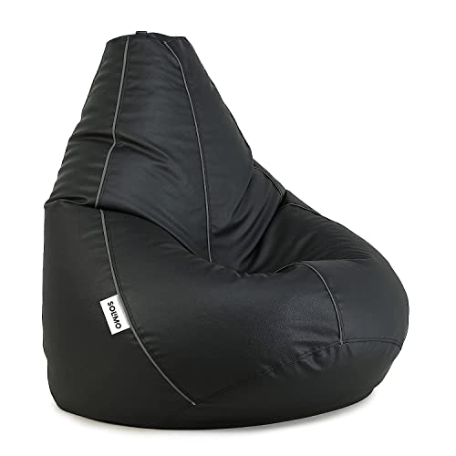 Image of Amazon Brand - Solimo Classic XXL Bean Bag Cover (Without Beans) - Black With Grey Piping