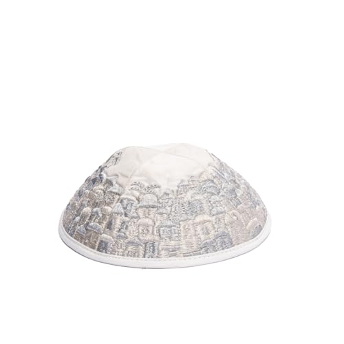 Kippah Yair Emanuel Jérusalem argent, broderie de luxe