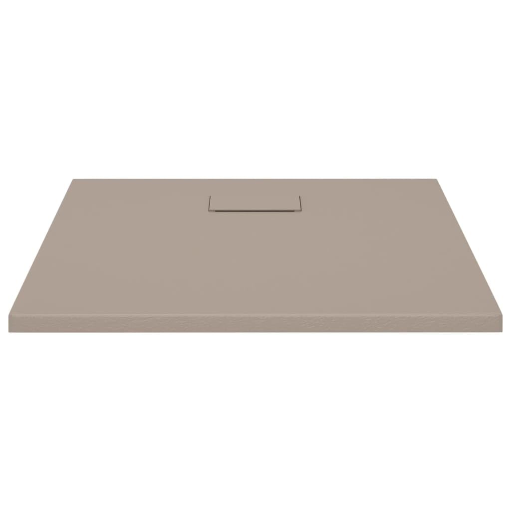 Piatto doccia 90 x 90 cm, marrone, piatto doccia piatto in robusto materiale composito SMC, struttura in ardesia antiscivolo, piatto doccia per bagno, altezza 2,6 cm