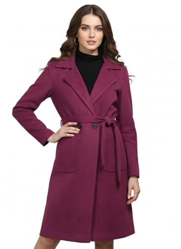 Image of CHKOKKO Women Classic Long Winter Coat Double Breasted | Knee Length Design with a Sophisticated Spread Collar and Convenient Front Pockets for All Occasions