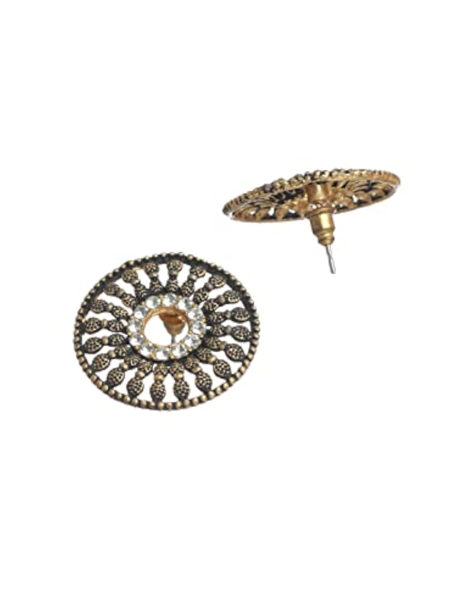 Studded Floral Plated Stud and Drop Earring Set of 3