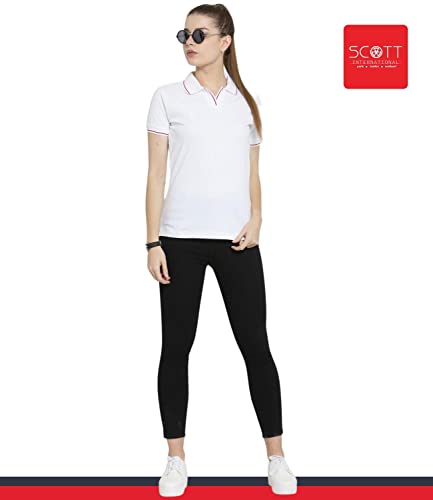 Image of Scott International Women's Regular Fit 100% Pure Organic Cotton Polo T-Shirt | Womens Polo Collar Neck T-Shirt | Cotton Plain Polo Neck Half Sleeve T-Shirt | Tshirts for Women