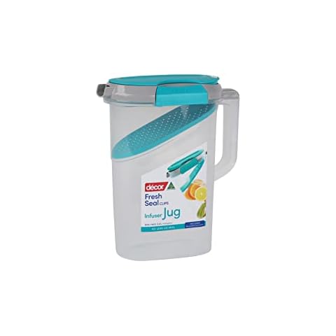 Décor Fresh Seal Clips Large Water Jug with Removeable Fruit Infuser 2.4l | Bpa Free & Leak Proof | Cocktail Drinks Dispenser Cover