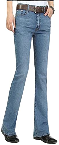 Men's Business Casual Pants Mid Waist Elastic Slim Four Seasons Bell Bottom Jeans