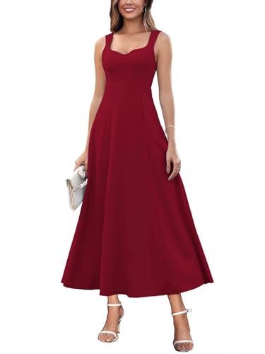 Brosloth Womens Wedding Guest Dresses Elegant Long Sweetheart Neckline Sleeveless Cocktail Dress