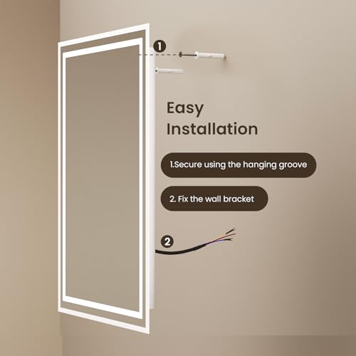 EMKE Bathroom Mirror with LED Lights, 40 x 60 cm Illuminated Wall Mounted Vanity Mirror, Backlit Bathroom Mirrors with Dimmable/Anti-fog/Touch Switch, Hardwired, IP44 - Cosy Home Interiors EMKE Bathroom Mirror with LED Lights, 40 x 60 cm Illuminated Wall Mounted Vanity Mirror, Backlit Bathroom Mirrors with Dimmable/Anti-fog/Touch Switch, Hardwired, IP44 - Image 7