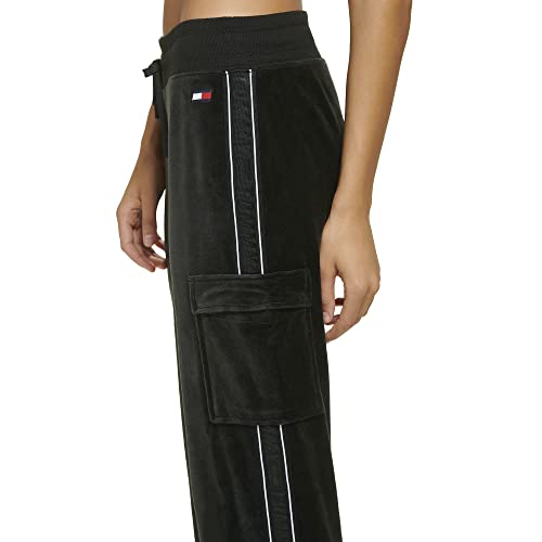 Tommy Hilfiger Women's Drawstring Waistband Velour Cargo Jogger4
