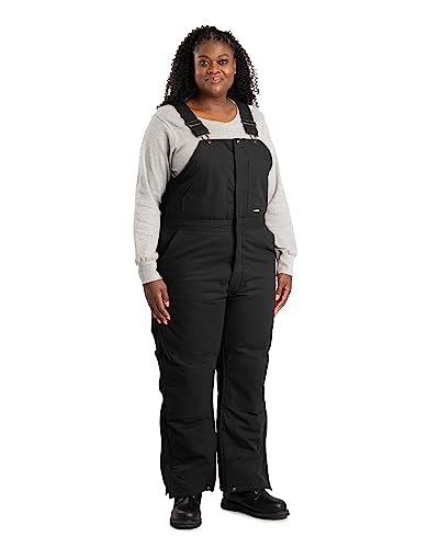 Berne Women's Softstone Duck Insulated Bib Overall, Medium Short, Black