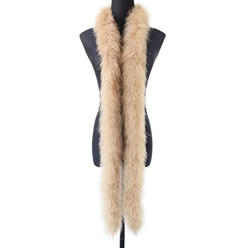 Dirkes Camel 2 Meter/Pcs Fluffy Turkey Feather Boa 50G Thickness Natural Marabou Feather Trims Scarf For Clothing Decoration Shawl