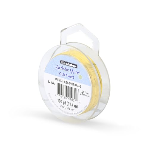 Artistic Wire, 32 Gauge Tarnish Resistant Brass Craft Wire, 100 yd