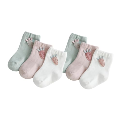 TENDYCOCO 3 Pair Boy Socks Slippers Turn Cuff Sock Cotton Socks for Boys Anti Slip Slipper Socks Stretch Socks