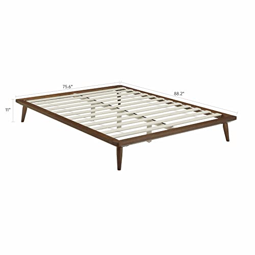 Bikahom Mia Wood Platform King Bed Frame, 8.5 Inch Solid Wood Platform Bed With Under Bed Storage Space, No Box Spring Needed, Strong Wooden Slat System, Easy Assembly, Bedroom Furniture, Walnut #TOP1