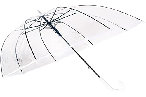 Guarda Chuva Automático Com Cabo Curvo Sombrinha Transparente E Branca Fazzoletti