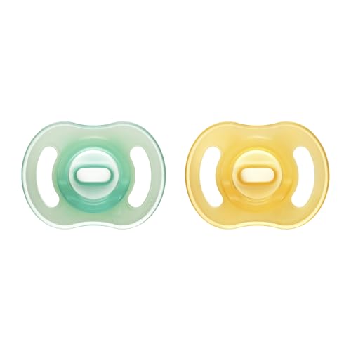 Tommee Tippee Ciuccio Ultra-light StayPut NightGlow, 0-6 Mesi, Confezione da 2, Succhietto Si Illumina Al Buio, Ortodontico, Sensazione di Morbidezza Sulla Pelle, Flusso D'aria Extra