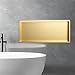 HEFJIAYCIQ LED Light Shower Niche, No Tile Needed Stainless Steel Wall Niches with Light, Recessed DIY Bathroom Waterproof Storage Shelf,Gold,32x12.5x72cm