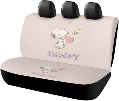 後部座席カバー カーシートカバー ピーナッツ スヌーピー 車用ベンチシート 後席クッションカバー リアシートカバー 軽/普通車/SUV後部座席対応 取付簡単 通気 汚れに強 滑り止め 車シード保護 人気 四季通用