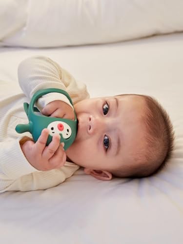 Image of Penguin Buddy Never Drop Silicone Baby Teething Toy for 0-6month Infants, Baby Chew Toys for Teething Pain Relief, Hand Teether for 3-6Months,Gum Massager for Babies, (Pine Green)