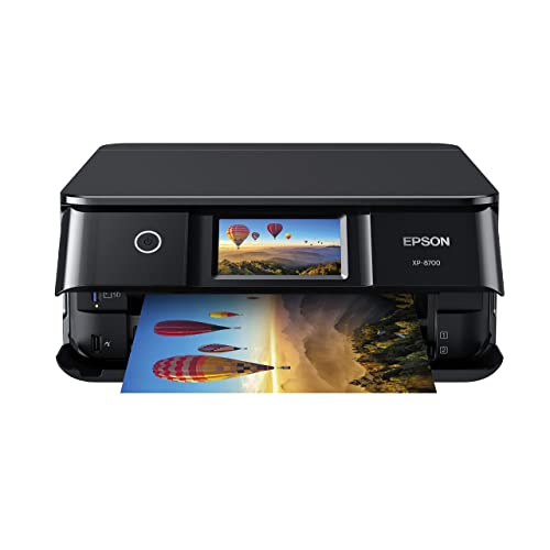 Epson Expression Photo XP-8700 Wireless All-in-One Printer with Scanner and Copier, 4.3" Color Touchscreen Black