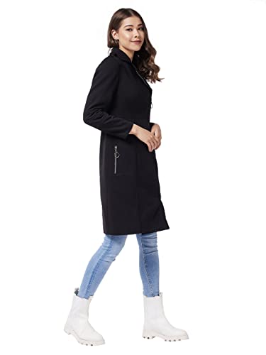Image of Miss Chase Women's Polyester Knee Length V-Neck Full Sleeve Solid Jacket