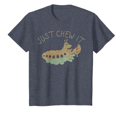 Disney Pixar Bugs Life Heimlich Just Chew It Graphic T-Shirt T-Shirt, Youth, Heather Blue, Medium