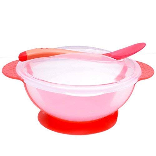 Manan Shopee Baby Travel Time Feeding Food Storage Container Unbreakable Portable Dispenser Bowl with Spoon Baby Food Serve Bowl Super Combo All in One Pack (Red)
