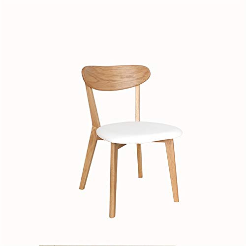 BBSYHUMM Solid Wood Chair, White oak Frame, Home Modern Dining Chair, Simple and Stylish Soft Seat, Casual and Comfortable Computer Office Chair (Color : White)