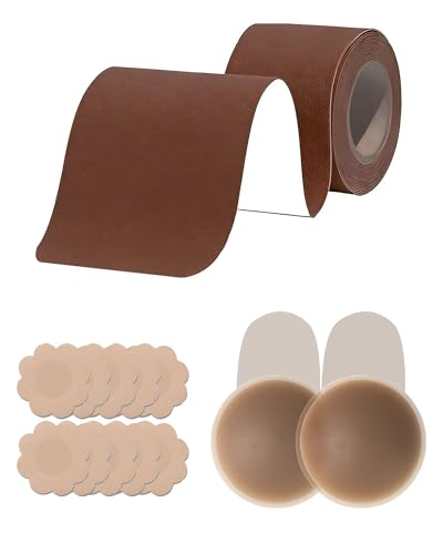 Boob Tape Breast Lift Tape for Large Breasts 2 Pcs Silicone Breast Reusable Adhesive Bra Bob Tape for A-G Cup (2inch*16.4ft)