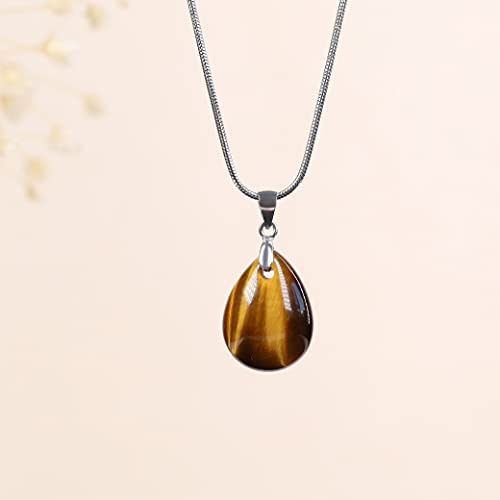 Amorwing Reiki Healing Teardrop Tiger Eye Stones Pendant Necklace For Women #TOP2