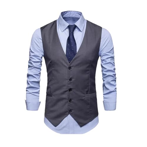Men's Plus Size V-Neck Single Breasted Sleeveless Waistcoat – Suit Vest For Fall Wedding Business Party