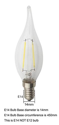 Jcking (Pack Of 10) Ac 110V-130V 2W E14 Dimmable Led Filament Bulbs Candle Flame Tip Led Light Bulb, Led Vintage Antique Chandelier Light Cool White 6500K #TOP4