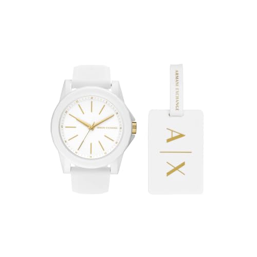 Armani Exchange Montre pour femme , mouvement à trois aiguilles, boîtier de 40 mm en nylon blanc avec bracelet en silicone, AX7126