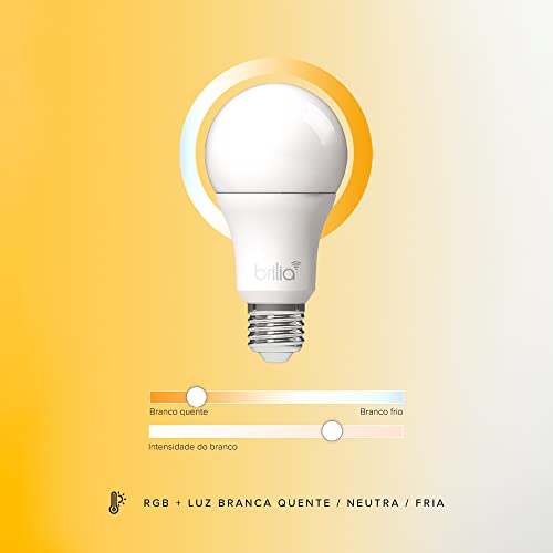 Lâmpada inteligente Brilia LightSense BULBO LED RGB Controle por Wi-Fi. Compatível com Alexa e Googl