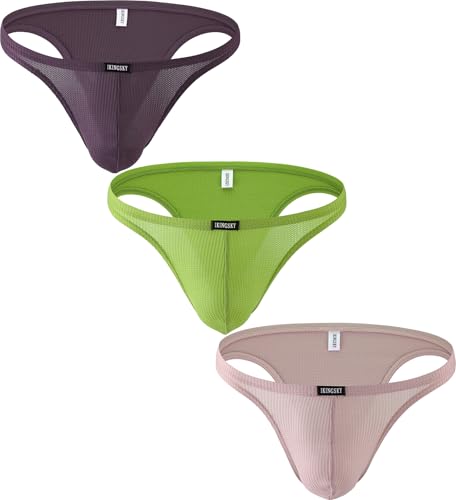 iKingsky Men's Sexy Cheeky Briefs Breathable Bugle Bikini Underwear Low Rise Half Back Under Panties for Men