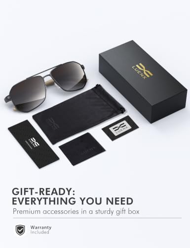 Image of Luenx Aviator Polarized Sunglasses for Men: Square UV400 Driving