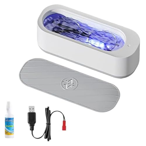 kesurpae Limpiador ultrasónico de gafas de, solución limpieza gafas, ruido, multifuncional, ideal para joyería.