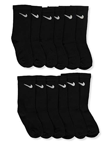 NIKE Young Athletes Kids Crew Socks (6 Pairs) 7C-10C Shoe/ 4-5 Sock Black
