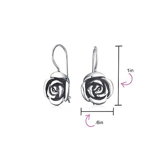 Large Statement 3D Garden Flower Black Rose Bracelet Black Silk Cord Pendant Drop Stud Earrings For Women Girlfriend Oxidized .925 Sterling Silver4