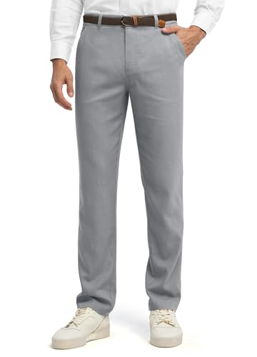 Image of Willit Men's Linen Pants Casual Linen Dress Pants Beach Summer Lightweight Trousers 28 inch 30 inch 32 inch