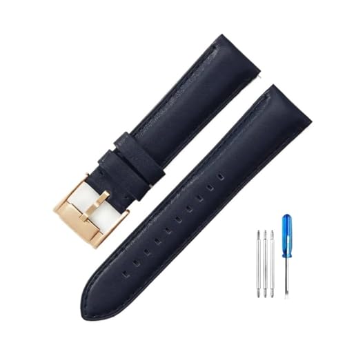 [X] Fit For Fossil Fs4990 Fs4735 Me3099 Me3052 Fs4813 Q CeWFgV[YU[Lvoh 22 24 ~[g(Dark Blue-Rose-K8,24mm)