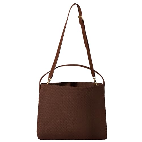 Image of Suede Hobo Bag for Women Hand-Woven Bag Made of Suede Fabric Casual Tote Bag