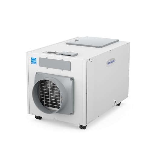 Image of AprilAire E130C Pro 130-Pint Whole-House Dehumidifier with Castors, Energy Star Certified, Commercial-Grade for Basement, Crawlspace, or Whole House up to 7,200 sq. ft.