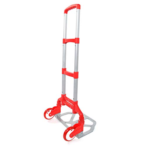 Portable Aluminium Cart Folding Dolly Push Truck Hand Collapsible Trolley Luggage Red - Lightweight Hand Truck and Dolly Utility Cart