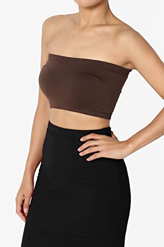 Image of TheMogan Women's Seamless Bandeau Bra Tube Top Strapless Nylon /Span Stretch Bralette