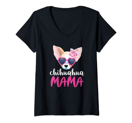 Mujer Chihuahua Mama Shirt for Women Dog Mom Chihuahua Mom Camiseta Cuello V