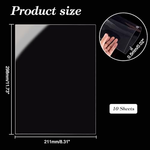 Image of AHANDMAKER 10 pcs Clear Plastic Sheet Thin PVC Sheets 8.3 inchx11.7 inchx0.015 inch Craft Plastic Sheets A4 Flexible Clear Plastic Sheet for Displays, Structural Parts, Signs, Home Decor