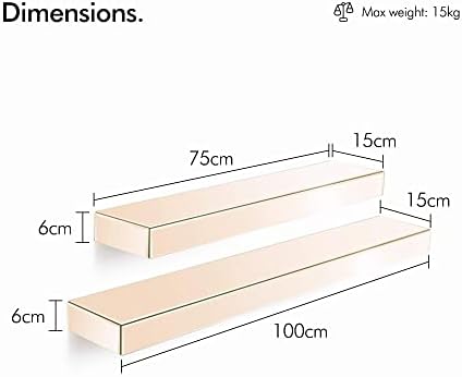 Beautify Set of 2 Rose Gold Mirrored Furniture Shelves  Floating Display Ledges  Large & Small  Storage  Glass  Bedroom, Living, Hallway