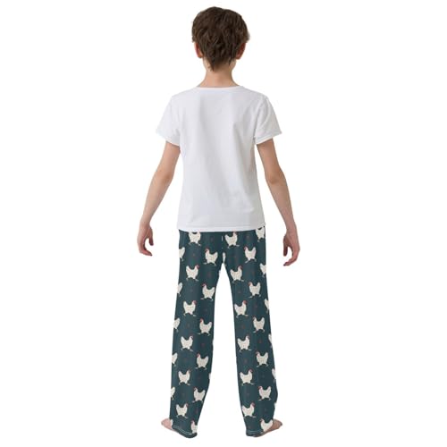 ZZXXB Rooster with Polka Dot Boys Long Pants Soft Trousers Elastic Waist Kids Lounge Bottoms with Pockets S-XL3