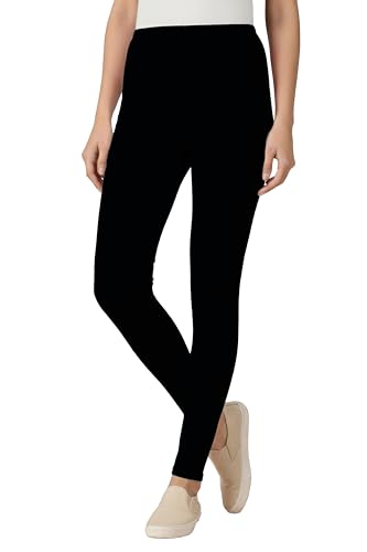 Image of Women's Cotton Lycra Ankle Length Leggings | Regular Rise, Soft 4 Way Stretch Fabric | Casual & Ethnic Wear