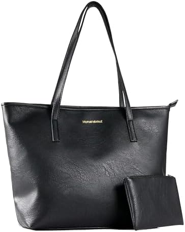 Montana West City Tote Bags Purses and Handbags for Women Causal Bag, Black, Large
